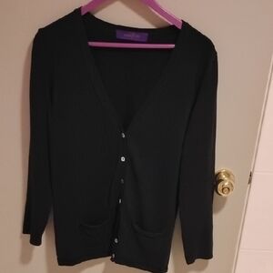 Classic Black V-Neck Cardigan by Henbury Classics